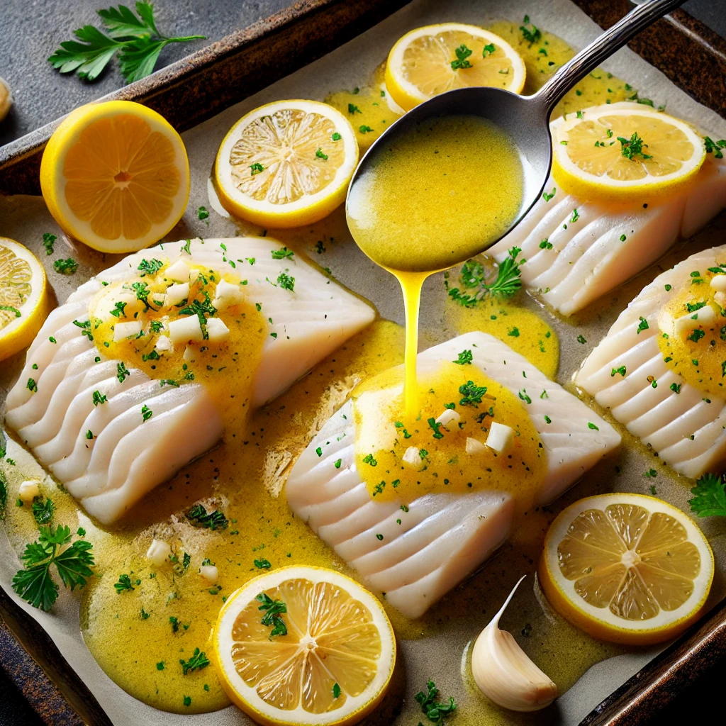 Lemon Garlic Butter Baked Cod