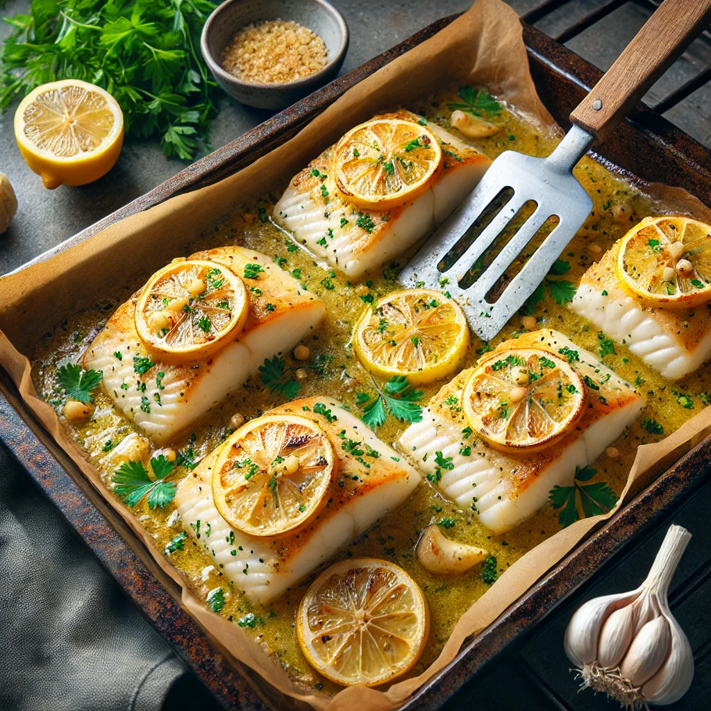 Lemon Garlic Butter Baked Cod