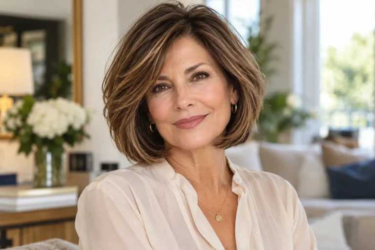 Bob haircuts for women over 50 with a modern layered bob style