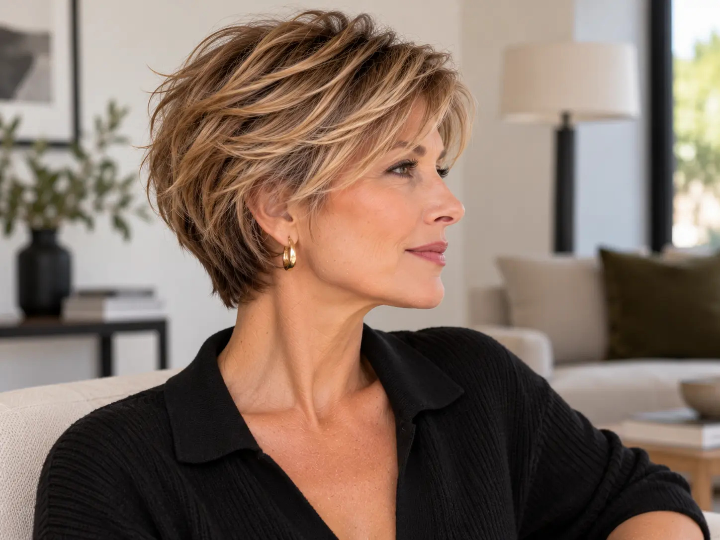 Feathered bixie haircut with softly separated wispy ends